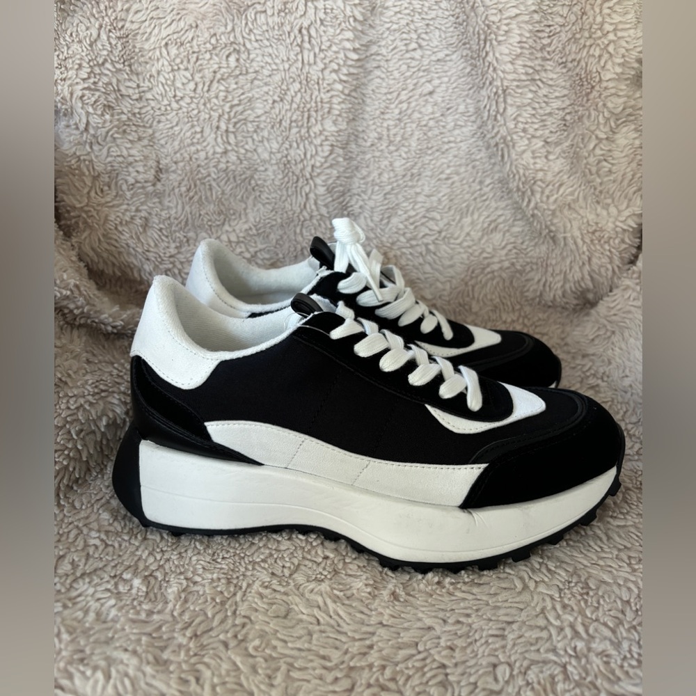 Steve Madden Black and White Platform Sneakers